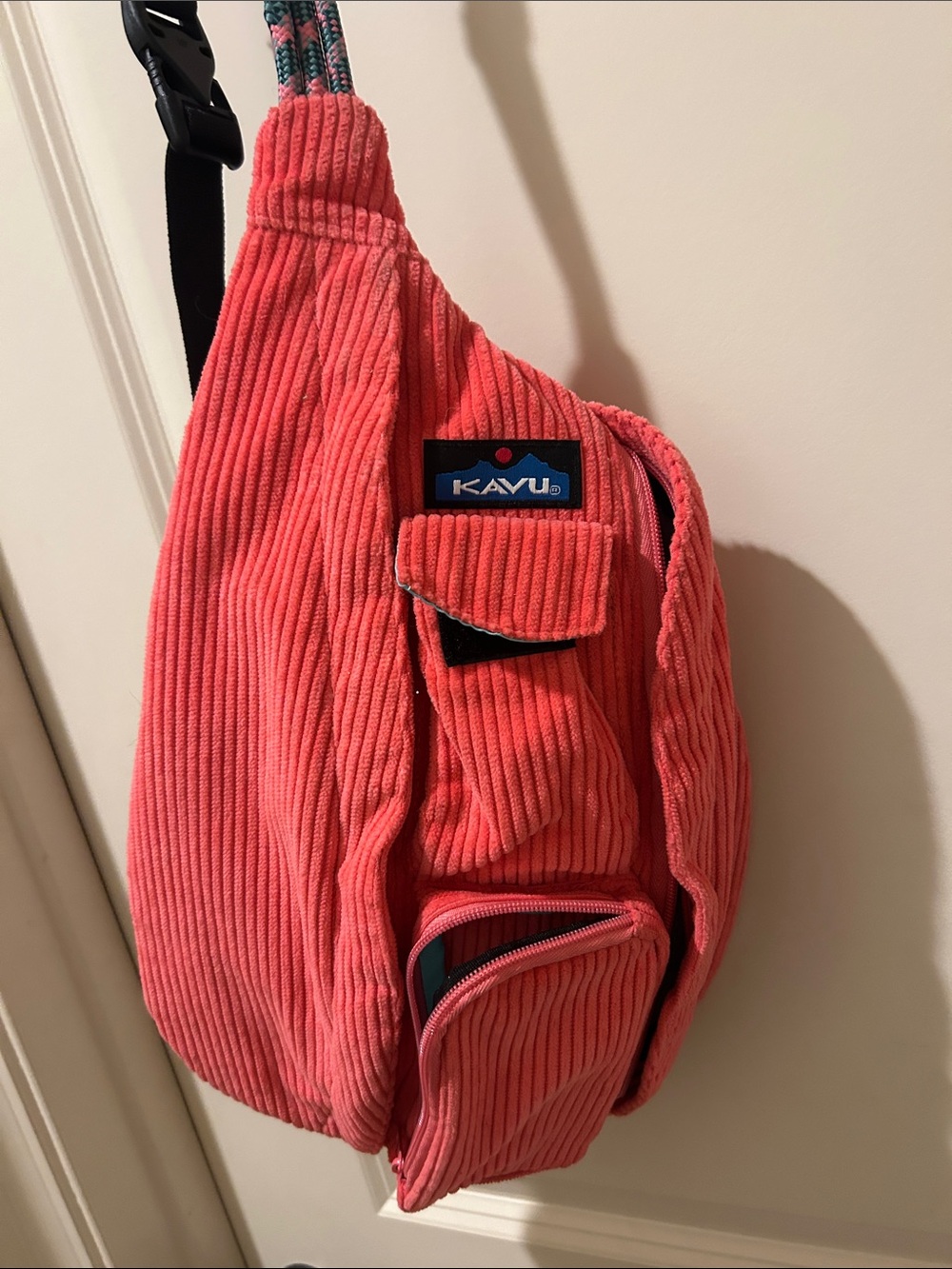 Kavu Coral Pink Corduroy Sling Bag